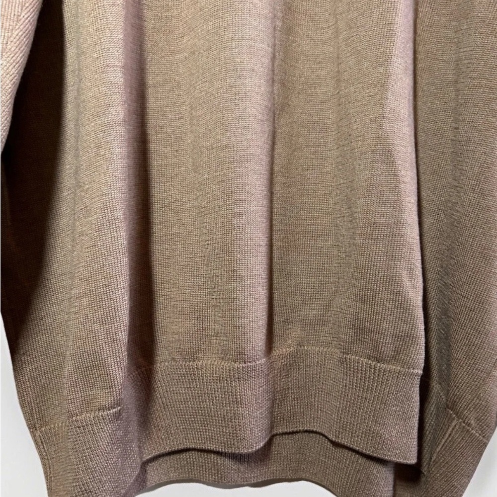 BRAX Feel Good Mens Merino Wool V Neck Sweater Size XL Tall - Brown Modern Fit - Picture 5 of 9